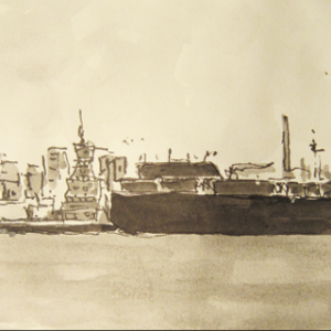 Barge on the East River (New York)
