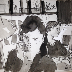 The studio at work