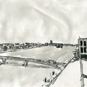View from the 7th floor of Africa on IJ-harbor (Amsterdam)